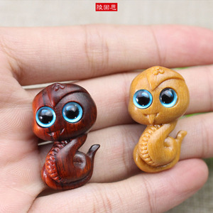 Sandalwood Snake Pendant <b>Keychain</b> Rosewood Wood Carving Animal Theme Portable Gift For Phone Bag Decor - Product Image 3