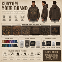 Sweat à capuche unisexe surdimensionné épais, personnalisé, vintage, marron délavé, effet délavé à l'acide, avec motif aigle et strass, effet vieilli, pour l'hiver