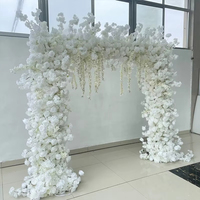 Toile de fond pour cérémonie de mariage Arche de fleurs roses CherryBlossoms Arrangements blancs Guirlande de fleurs artificielles pour décoration d'événement