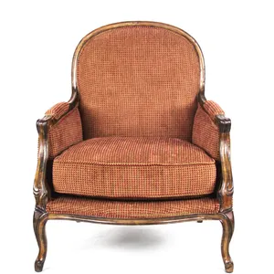 批发小型休闲扶手椅舒适棕色布椅出售