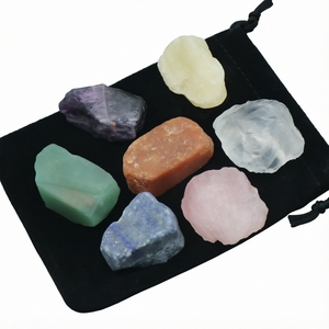 Lot de Pierres Brutes Naturelles 7 Chakras, Collection de Pierres Précieuses Polies en Agate avec Pochette en Velours pour Yoga et Décoration Intérieure - Product Image 1
