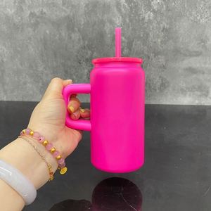 Custom LogoBulk Coffee Cup Vacuum <b>Insulated</b> Matt Macaron Blank Sublimation 16oz Stainless Steel Tumbler <b>Mugs</b> with Handle Straws - Product Image 2