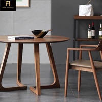Moderner minimalisti scher Nussbaum Farbe runder hölzerner Esstisch Casual Restaurant Möbel Set im chinesischen Stil