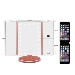 Factory Wholesale <b>Vanity</b> Mirror with Lights Magnification Trifold Makeup Mirror 22 <b>LED</b> Lights Women Gift <b>Led</b> Makeup Mirror - Product Image 5