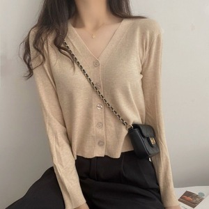 Suéter de Manga Larga para Mujer, Novedad 2025, Venta al por Mayor, Chaqueta Cárdigan Corta con Cuello en V, Top de Punto para Mujer - Product Image 5