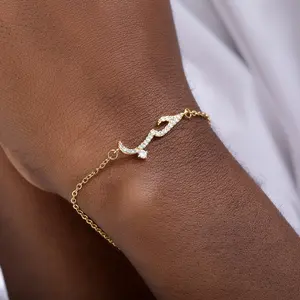 2022 Fashion Arabic Diamond Bracelet Jewelry Custom Gift Gold Plated Arabic I Love You Crystal Bracelet for Women