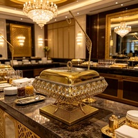 TIANXING Plat de service moderne à couvercle suspendu en acier inoxydable pour buffet, idéal pour hôtels, fêtes, mariages et traiteurs