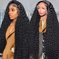 Pelucas de Cabello Humano con Ondas Profundas, Rizadas, con Encaje Frontal 13x6 13x4 para Mujer Negra, Línea de Cabello Pre-Arrancada, Alibaba