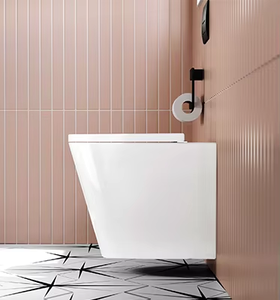 Siège de toilette moderne en céramique monobloc sans rebord Australie Filigrane Mural WC Clapet Remplacement P-Trap Drainage Inclus - Product Image 1
