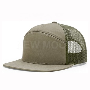 High Quality Premium Mesh Customizable Logo Embroidery <b>Printing</b> Solid Black Mens Unisex Cheap 5 Panel Trucker Snapback <b>Hat</b> - Product Image 3