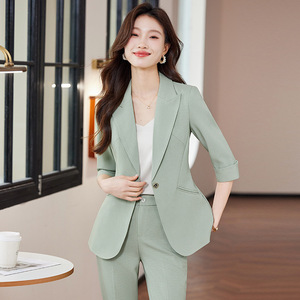 Women's Suit Set Spring 2025 Three Quarter Sleeve Polyester Anti-Wrinkle Office Lady Style - Product Image 1
