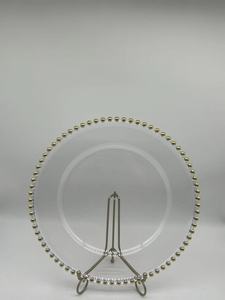 <span class=keywords><strong>Assiette</strong></span> de présentation en plastique <span class=keywords><strong>transparente</strong></span> à perles dorées, vente en gros économique, pour mariages et décorations de table - Product Image 2