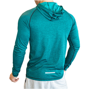 Custom Solid Long Quick Dry Breathable Windproof Reflective Mens Pullover <b>Hoodie</b> for Winter Sports Yoga <b>Workout</b> Gym - Product Image 1