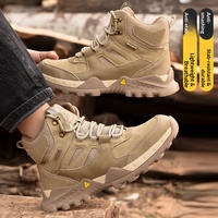 Chaussures de sécurité montantes pour hommes, toutes saisons, anti-perforation, résistantes aux chocs, avec semelle extérieure en caoutchouc de protection