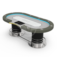 Table de poker Texas personnalisée YH OEM avec éclairage LED - Table de poker ovale de luxe pour 10 joueurs avec porte-gobelets en acier inoxydable