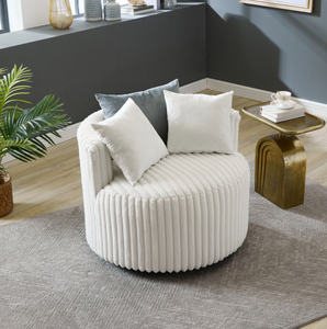 Sillón Moderno Blanco de Terciopelo con Ruedas, Tapizado Suave y Acolchado para Sala de Estar - Product Image 2