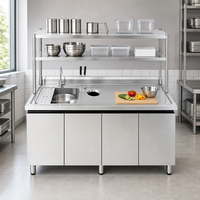 Table de travail de cuisine professionnelle en acier inoxydable avec évier et armoire de rangement pour la préparation des fruits et le lavage de la vaisselle, taille personnalisable pour la maison