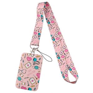 Wholesale pink Nurse <b>Lanyard</b> with Clip Card Holder for ID Keys - Product Image 1