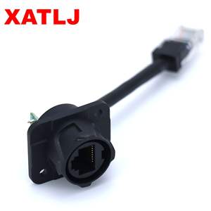 Soquete de sinal XATLJ <span class=keywords><strong>RJ45</strong></span> com avaliação IP67 impermeável, tomada de sinal <span class=keywords><strong>RJ45</strong></span> com fio de 90 graus e 180 graus, CE ETL - Product Image 2