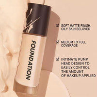 Fond de teint liquide mat imperméable personnalisé en gros, logo OEM, végan, couvrance totale 24h, maquillage de haute qualité