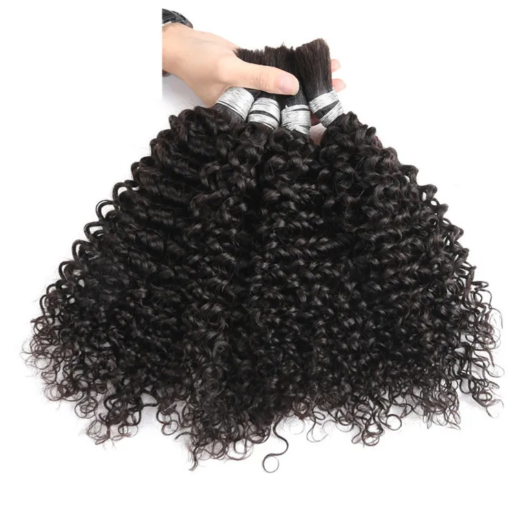 Afro Kinky Krullend Menselijk Haar Bulk Voor Vlechten Mongoolse Remy Haar Weven Geen Inslag Lange Kinky Krullend Menselijk Haar Bundels extension