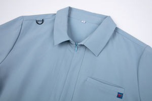 Mujer personalizada Scrubs Tops cremallera oculta Polo cuello Cardigan camiseta media manga más tamaño uniforme médico - Product Image 5