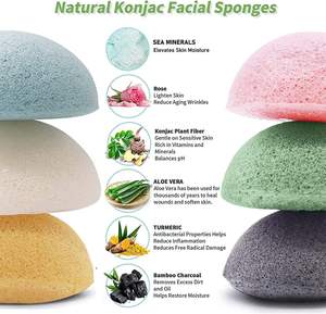 Éponges nettoyantes pour le visage en konjac bio, style tendance, entièrement naturelles, pour le corps et le visage, démaquillant, emballage personnalisé avec logo - Product Image 4