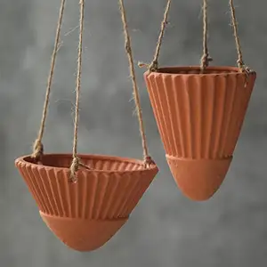 Rabotteuse suspendue en argile pour plantes d'intérieur, Pot de fleurs en argile pour plantes de couleur, 2 pièces