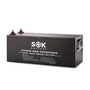 SOK 1280Wh Plastic BMS 12.8V 100Ah Lithium LiFePO4 Battery For Golf Cart Marine RV Solar Off Grip Energy