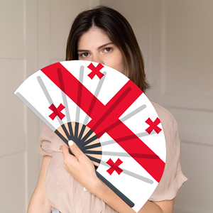 Abanicos Plegables de Bambú con la Bandera de Georgia al por Mayor, Abanico de Mano para Carnaval, Boda, Festival, Fiesta, Agencia de Viajes - Product Image 5