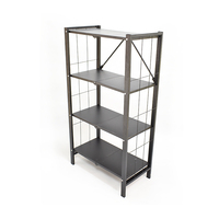 Étagère multifonctionnelle noire à 4 couches Installation facile Étagère pliante au sol Étagère de rangement domestique Pot Four Étagère de rangement pour micro-ondes
