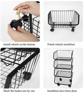 Cesta <span class=keywords><strong>de</strong></span> Metal para almacenamiento <span class=keywords><strong>de</strong></span> cables, contenedores <span class=keywords><strong>de</strong></span> Metal apilables para patatas, cebollas, frutas y verduras, soporte <span class=keywords><strong>de</strong></span> 5 niveles, organizador <span class=keywords><strong>de</strong></span> carro rodante - Product Image 4