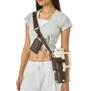 PU Leather <b>Water</b> <b>Bottle</b> <b>Carrier</b> Bag for Stanley 40oz & Simple Modern <b>Water</b> <b>Bottle</b> Holder With Adjustable Strap Card Holder - Product Image 2