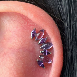 Piercing de Titanio ASTM F136 para <span class=keywords><strong>Oreja</strong></span> con 7 Piedras Naturales y Zirconia, Pendientes para <span class=keywords><strong>Tragus</strong></span>, Labio, Hélix, Lengua, Joyería Piercing - Product Image 2