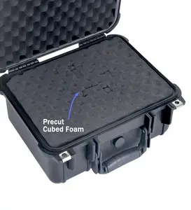 Caixa de proteção de plástico personalizada com alça de espuma, equipamento robusto à prova de poeira, resistente a choques e à prova d'água, caixa de ferramentas