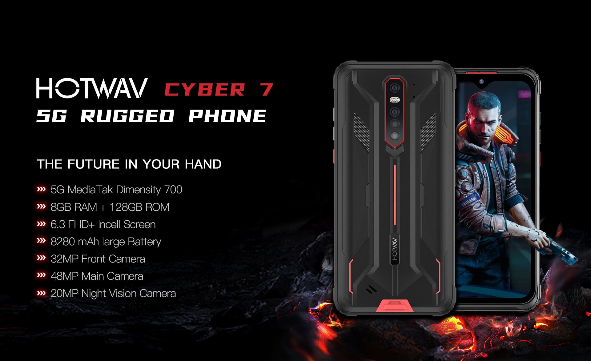 HOTWAV CYBER 7 Rugged Smartphone - IP68 Waterproof, 8GB RAM