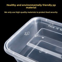 Boîte à lunch en PP avec couvercle, jetable, transparente, résistante à la chaleur, compatible micro-ondes, pour la maison, les restaurants et les services de livraison.