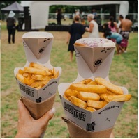 Emballage écologique en papier pour crêpes, cornet à emporter, en-cas, gaufres, boulangerie, boîte à churros avec insert pour sauce, poche à sauce