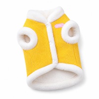 Gilet pour chien en velours côtelé avec col en fausse fourrure de lapin, patch ours de dessin animé, doublure polaire douce et chaude, vêtements d'hiver pour petits chiots Chihuahua