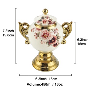 Vintage floreale 15oz in porcellana barattolo di biscotti con coperchio per zucchero e crema di zucchero cucina pentole Decorative - Product Image 2