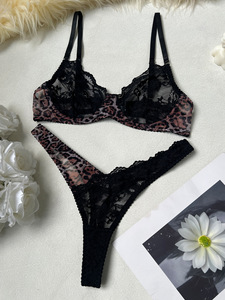 New Arrival Hot Girl See Through Panties and <b>Bra</b> Fashion Leopard Print <b>Sexy</b> Lace Thin Lingerie <b>Set</b> for Women - Product Image 5