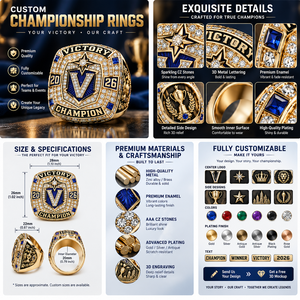 Anello Personalizzato per <span class=keywords><strong>Campioni</strong></span> di Campionati Sportivi, Incisione Personalizzata dei Record di Vittoria, Anello con Mascotte della Squadra - Product Image 2