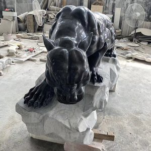 Ferocious bronzo pantera statua artigianale gatto selvatico scultura per il paesaggio all'aperto e spazi commerciali pantera nera - Product Image 3