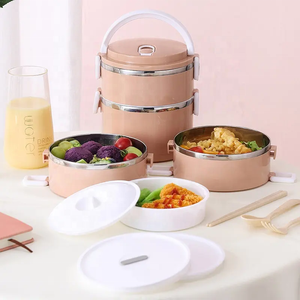 Tất cả trong một cách điện 3 Tier Stackable thép không gỉ <span class=keywords><strong>Bento</strong></span> hộp <span class=keywords><strong>4</strong></span> lớp tiffin tàu sân bay container thực phẩm Hộp Ăn Trưa với xử lý - Product Image 2