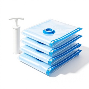 Transparent Vacuum Storage <b>Bags</b> with Air Pump Zipper Organizer Pouches for Clothing Shoes and Home Packing - Product Image 1