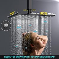 HOMEDEC Système de douche de plafond 10 pouces avec pommeau de douche mural carré 6 pouces, mitigeur thermostatique 4 voies, douchette à main et robinet à 4 jets latéraux