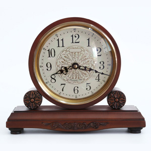 Solid Wood Table Clock European Classic Style Circular Silent <b>Desk</b> Clock For Living Room <b>Study</b> Office Furniture Color T1012A - Product Image 2