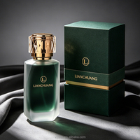 Flacon de parfum en verre vide de luxe, rectangulaire, multi-facettes, teinté or, avec bouchon personnalisé et coffret cadeau sur mesure