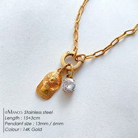 Pulsera de Cadena de Acero Inoxidable Chapada en Oro de 14K con Colgante de Cristal de Fresa para Mujer, Joyería Emanco