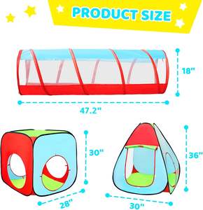 เต็นท์เด็กเล่นแบบพับได้3ชิ้น, เต็นท์สำหรับเด็กเต๊นท์ของเล่นป็อปอัพสำหรับเด็กวัยหัดเดินเด็กผู้ชายและเด็กผู้หญิงของขวัญ - Product Image 6